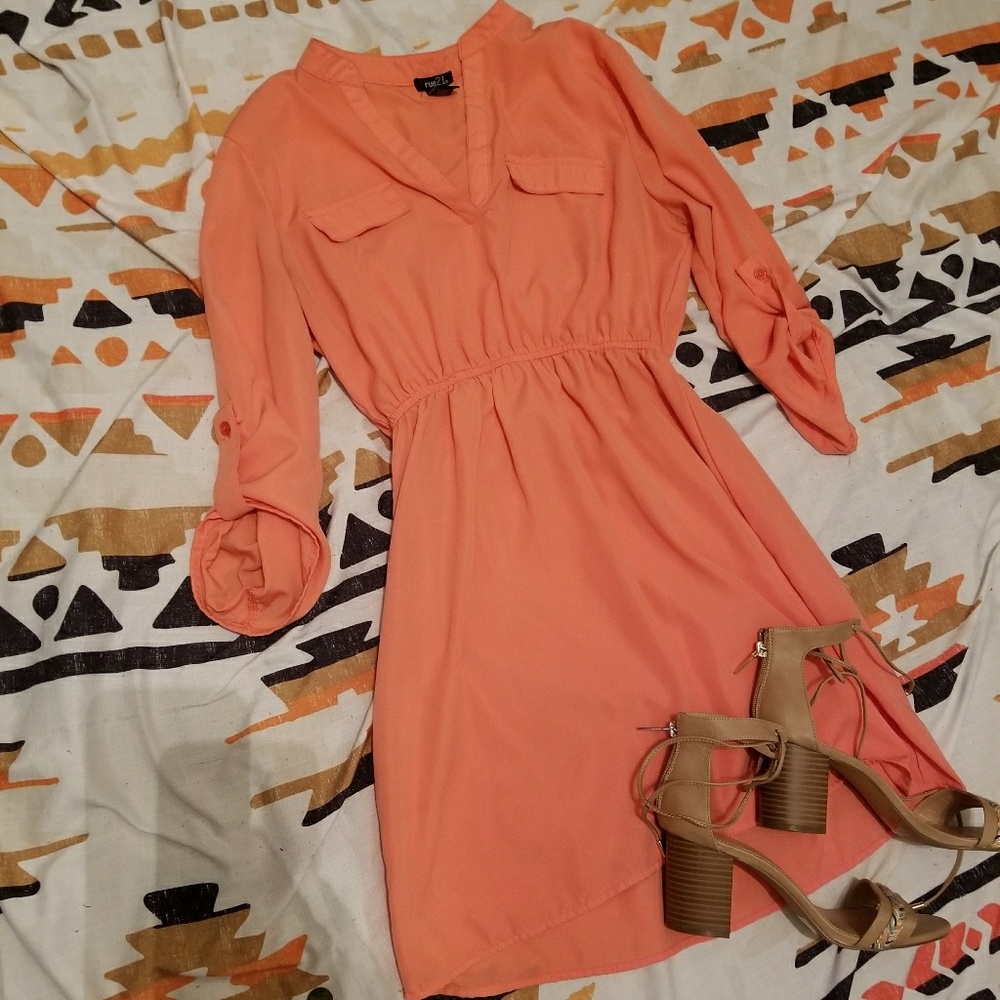 Peach long sleeved dress